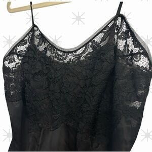 Black Maxi Slip Lace Dress Small